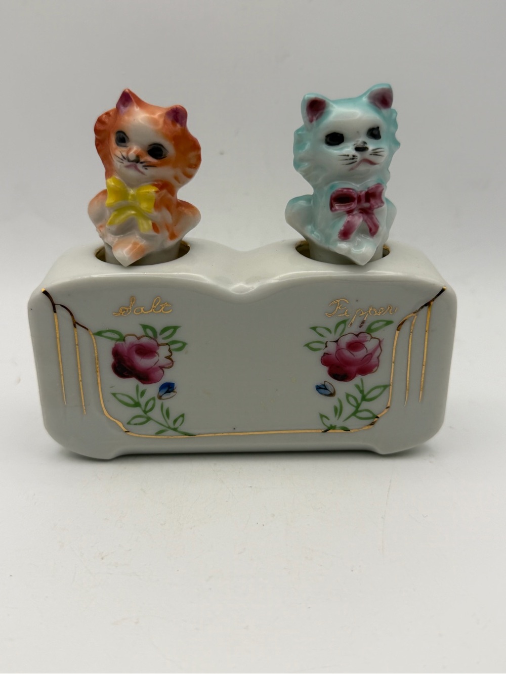 Vintage Japan Nodder Cats Salt & Pepper
Shakers MCM Hand Painted Ceramic
